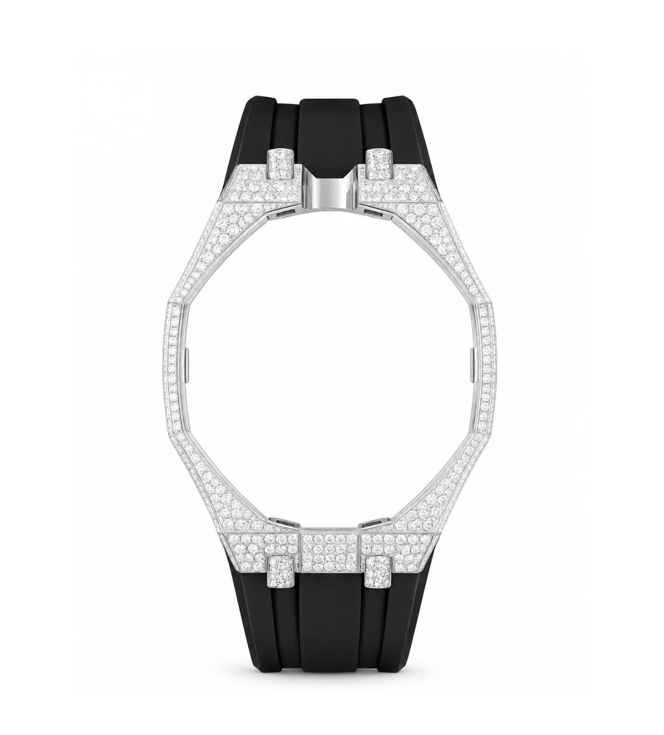 Strap Moissanita VVS y Caucho NEGRO