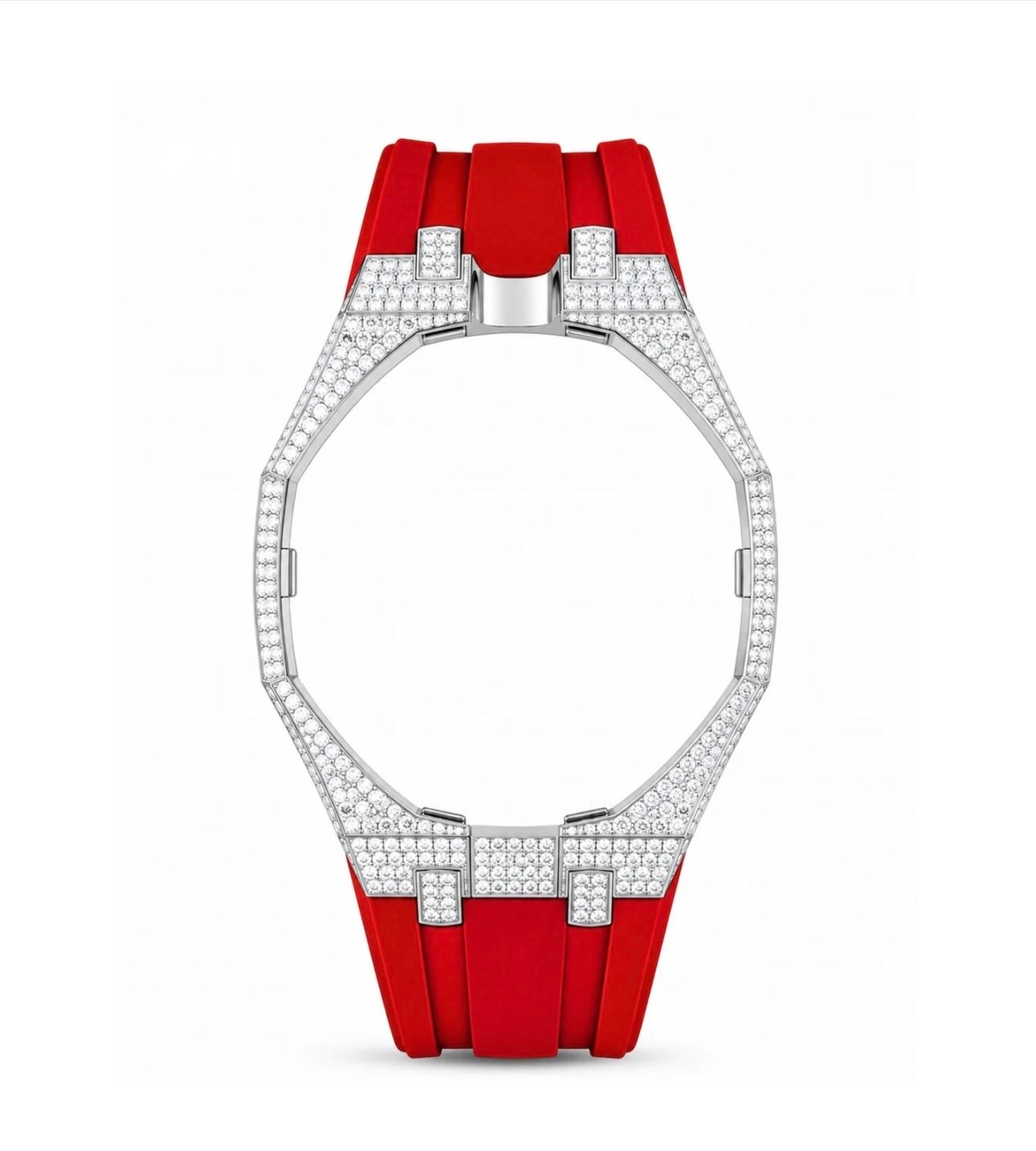 Strap Moissanita VVS y Caucho ROJO