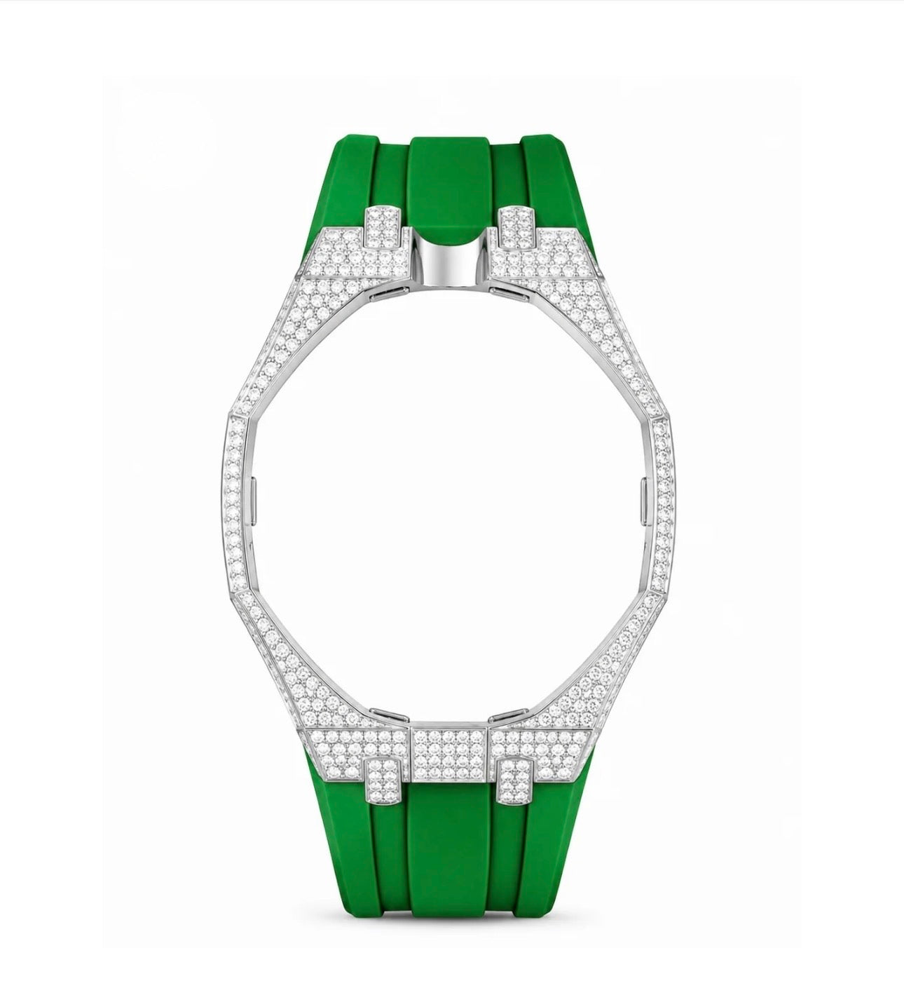 Strap Moissanita VVS y Caucho  VERDE