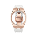 Straps Acero Inoxidable Rose Gold Blanco + Logo AP en hebilla