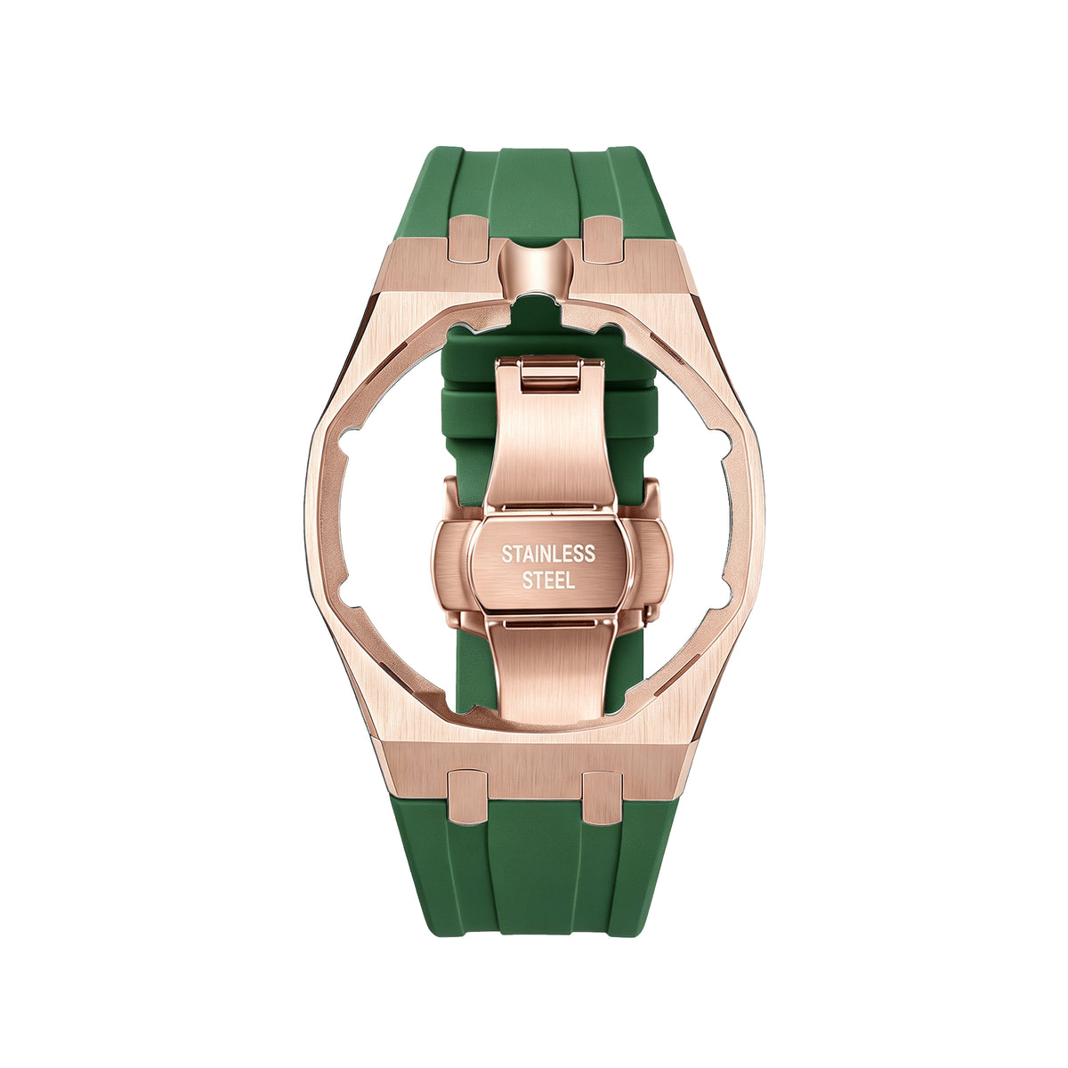 Straps Acero Inoxidable Rose Gold Verde + Logo AP en hebilla