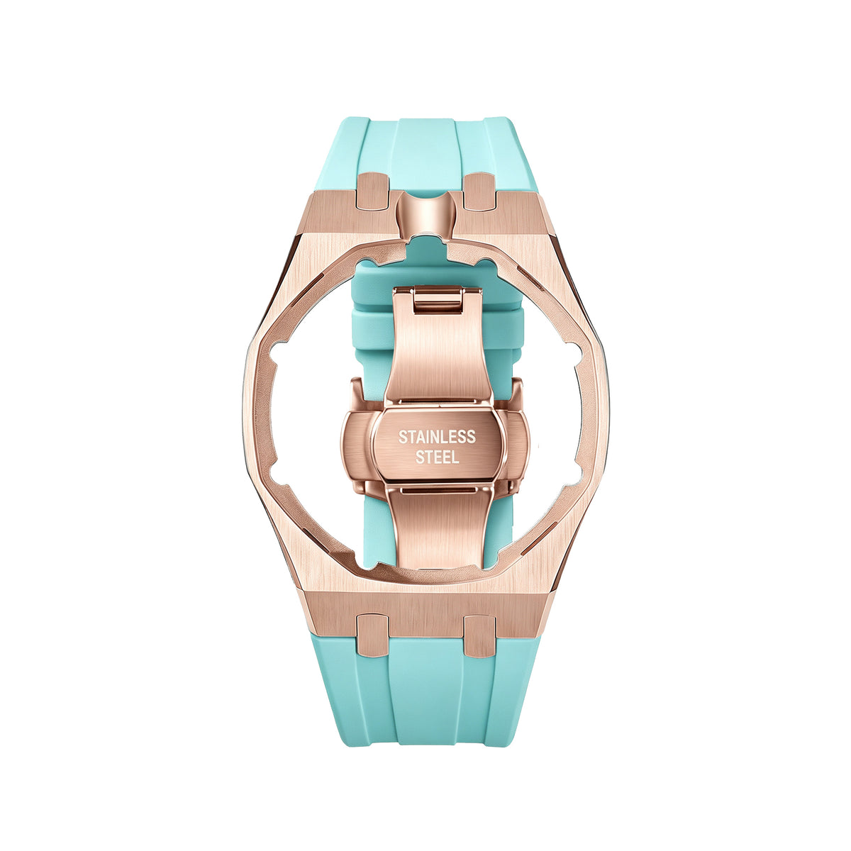 Straps Acero Inoxidable Rose Gold Menta + Logo AP en hebilla
