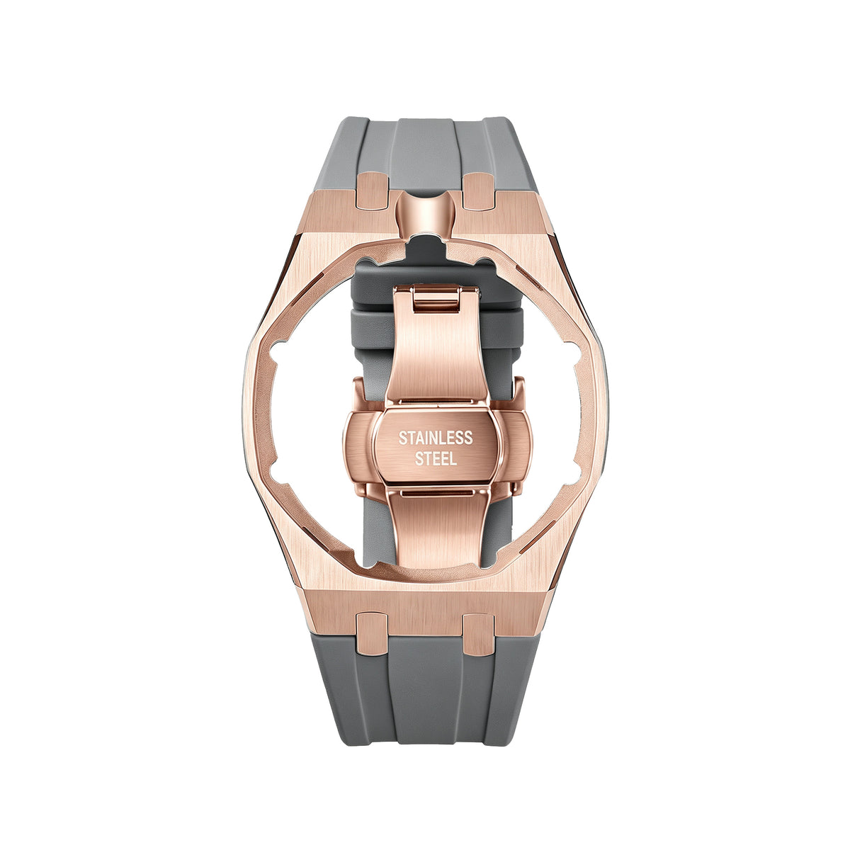 Straps Acero Inoxidable Rose Gold Gris + Logo AP en hebilla