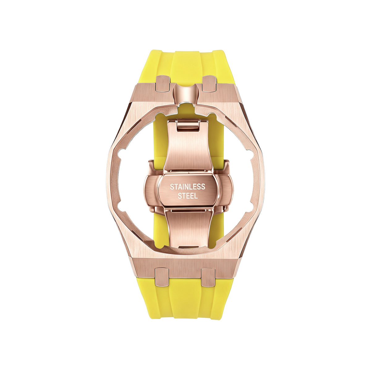 Straps Acero Inoxidable Rose Gold Amarillo + Logo AP en hebilla