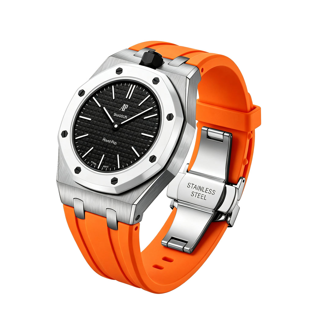 Straps Acero Inoxidable Naranja + Logo AP en hebilla