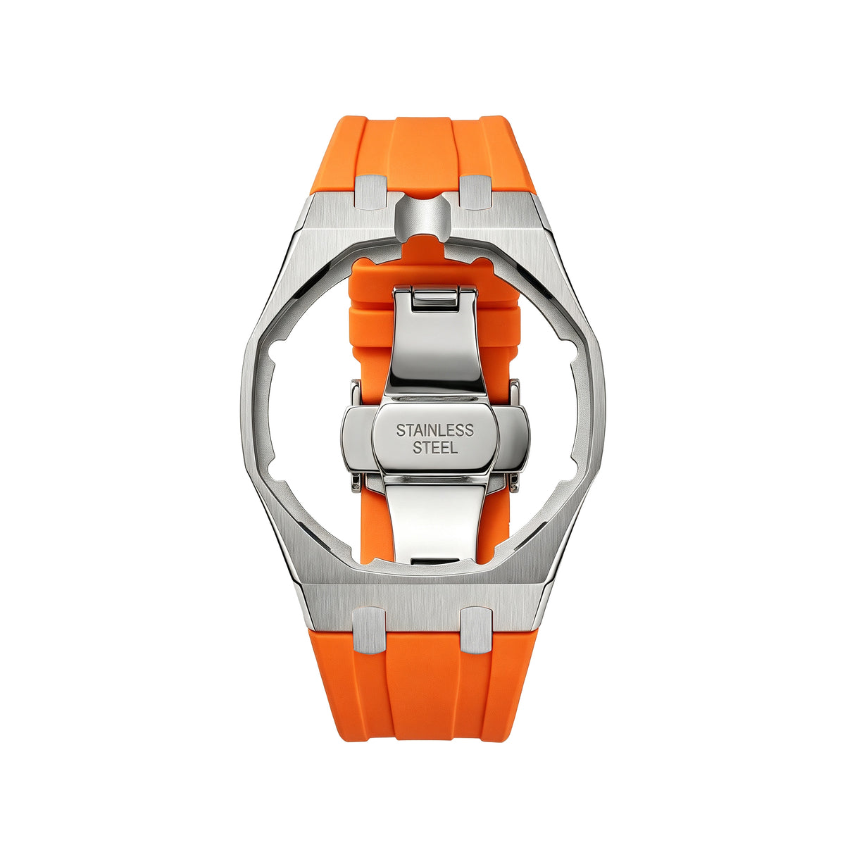 Straps Acero Inoxidable Naranja + Logo AP en hebilla