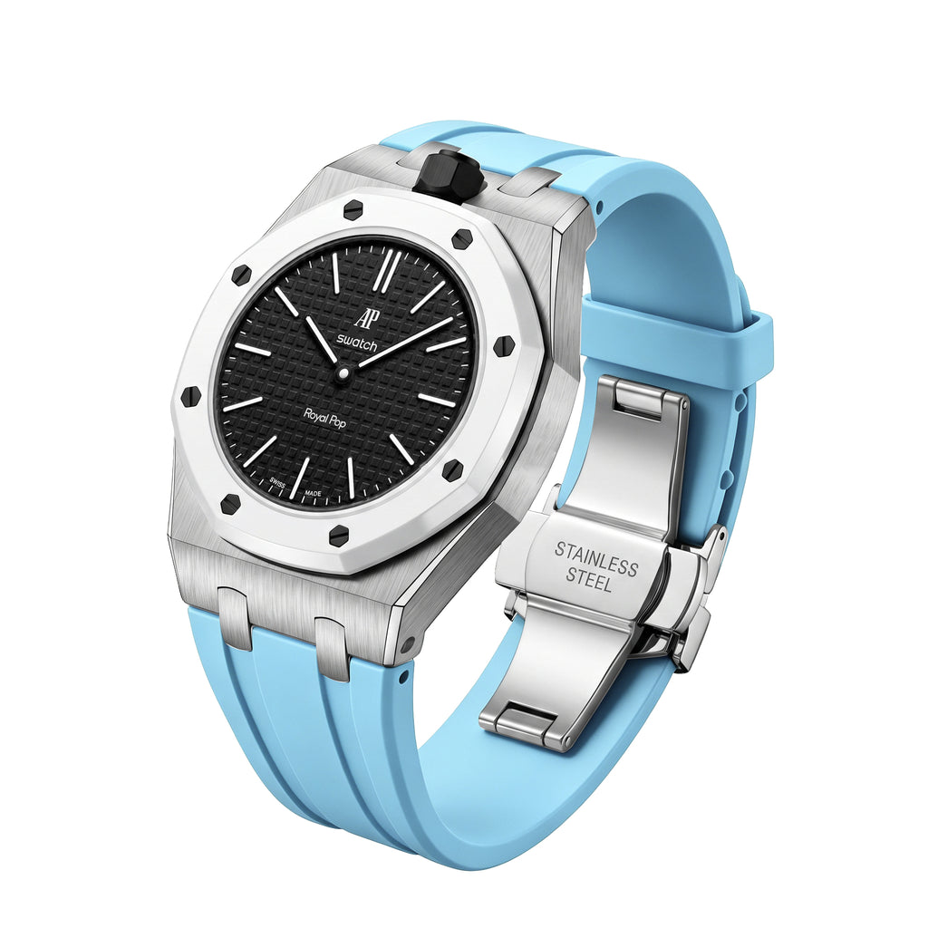 Straps Acero Inoxidable Azul Claro + Logo AP en hebilla