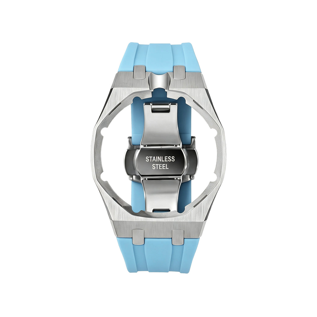 Straps Acero Inoxidable Azul Claro + Logo AP en hebilla
