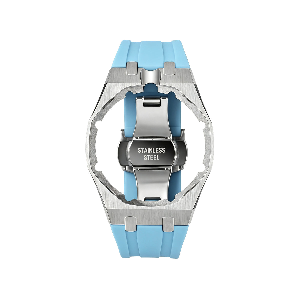 Straps Acero Inoxidable Azul Claro + Logo AP en hebilla