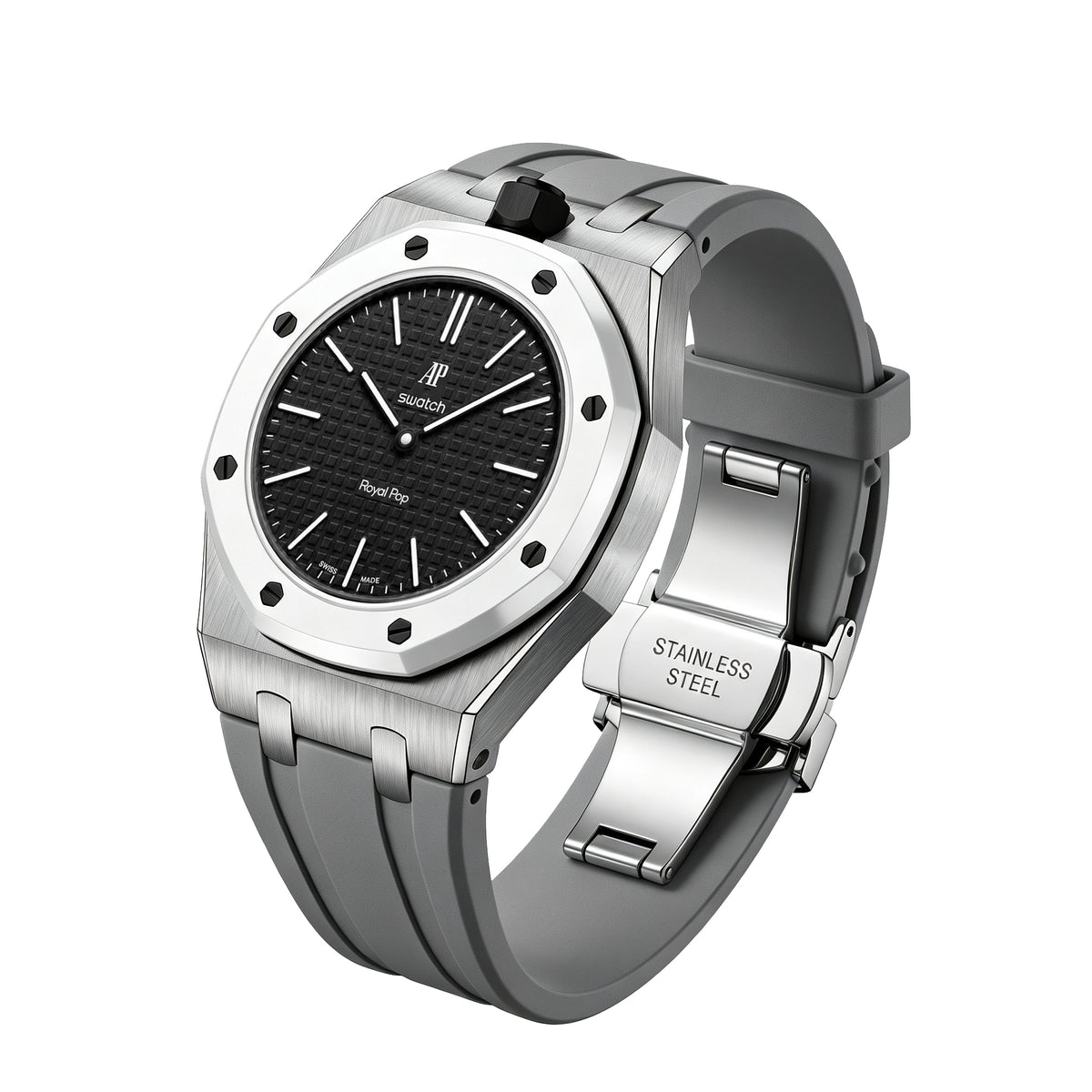 Straps Acero Inoxidable Gris + Logo AP en hebilla