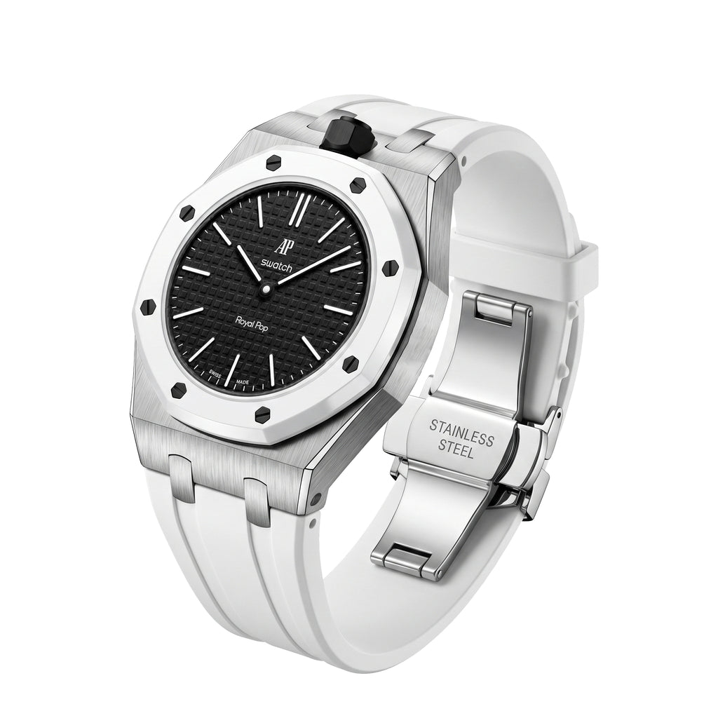Straps Acero Inoxidable Blanco + Logo AP en hebilla