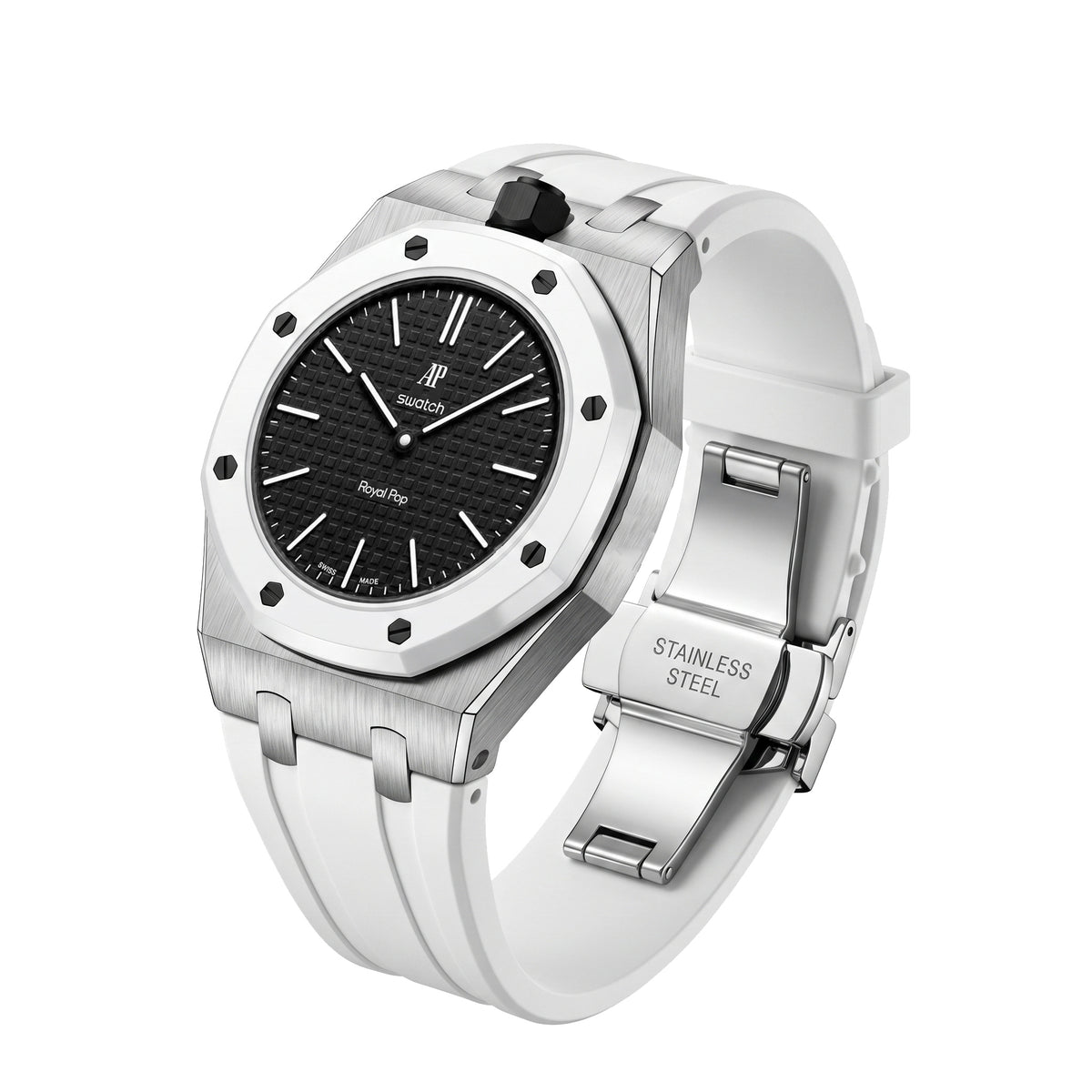 Straps Acero Inoxidable Blanco + Logo AP en hebilla