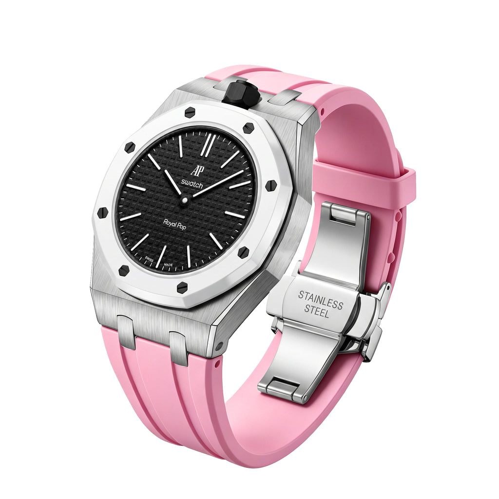 Straps Acero Inoxidable Rosa + Logo AP en hebilla