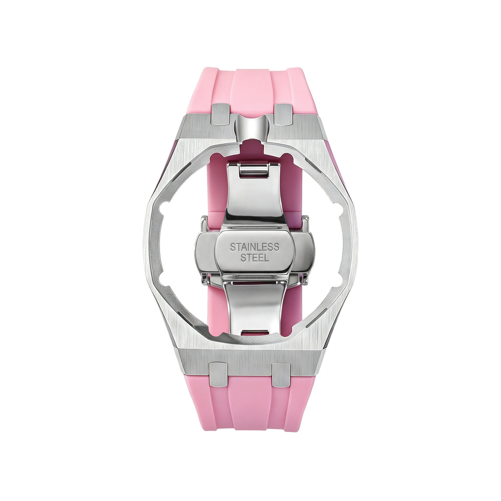 Straps Acero Inoxidable Rosa + Logo AP en hebilla