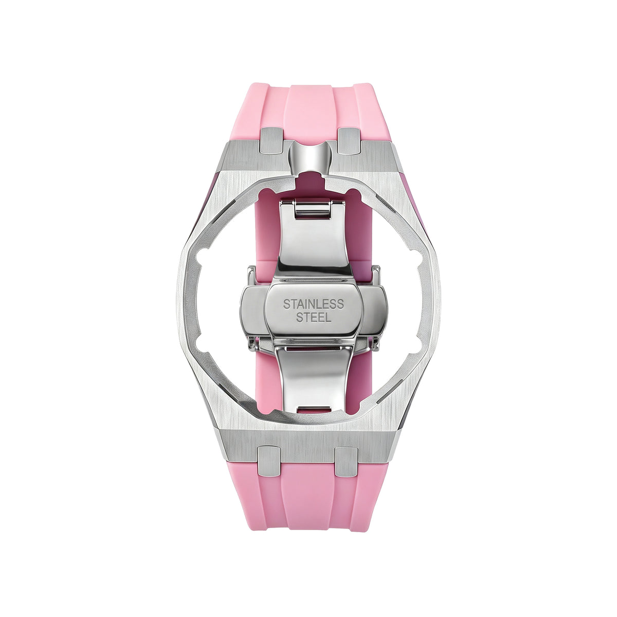 Straps Acero Inoxidable Rosa + Logo AP en hebilla