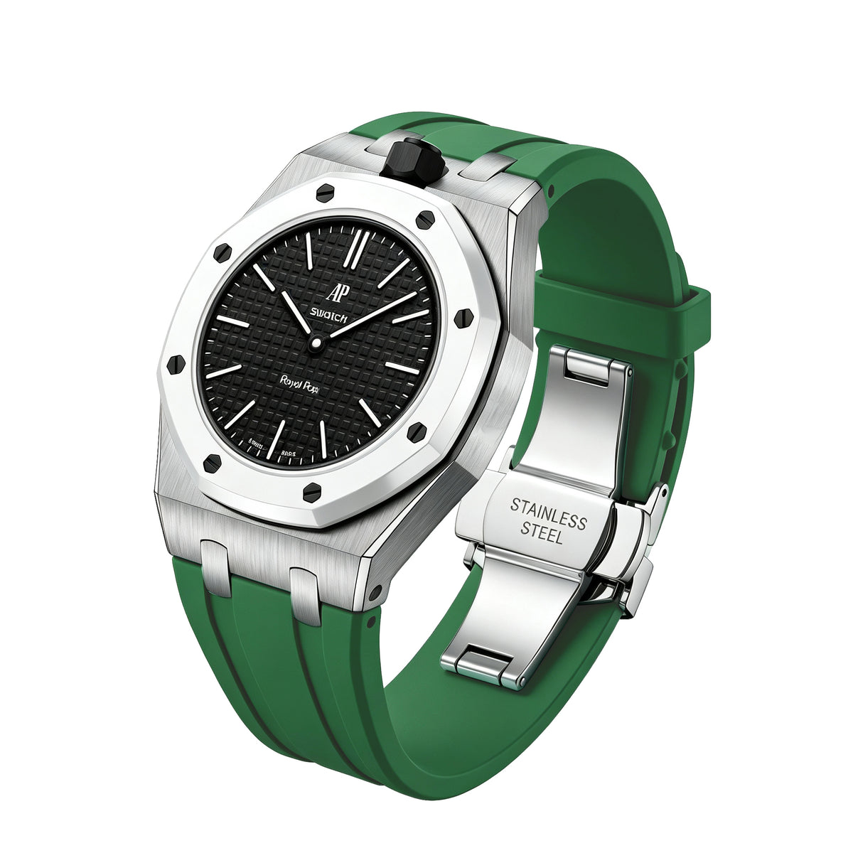 Straps Acero Inoxidable Verde + Logo AP en hebilla