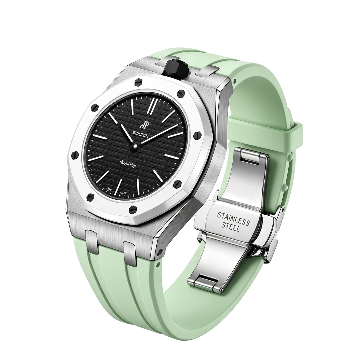 Straps Acero Inoxidable Verde Claro + Logo AP en hebilla