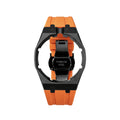 Straps Acero Inoxidable Black Naranja + Logo AP en hebilla