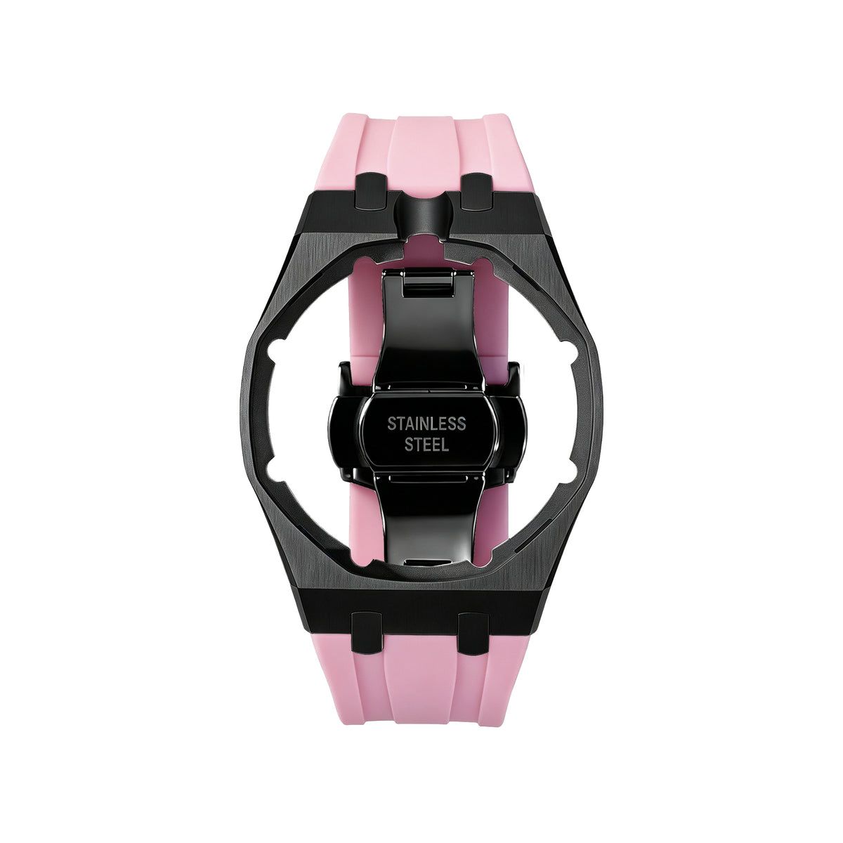Straps Acero Inoxidable Black Rosa + Logo AP en hebilla