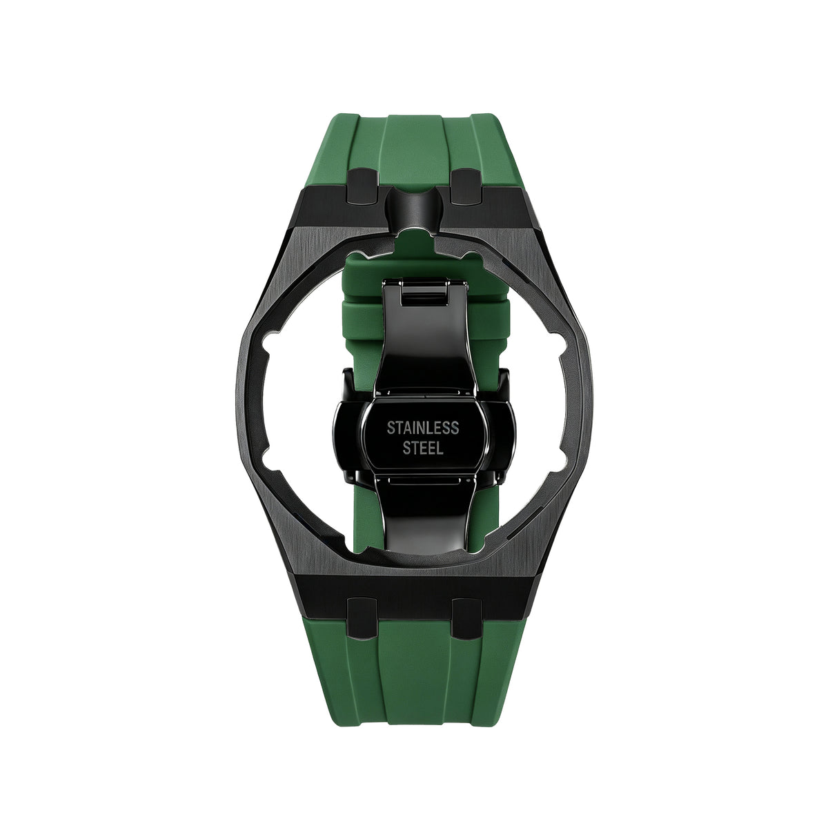 Straps Acero Inoxidable Black Verde + Logo AP en hebilla