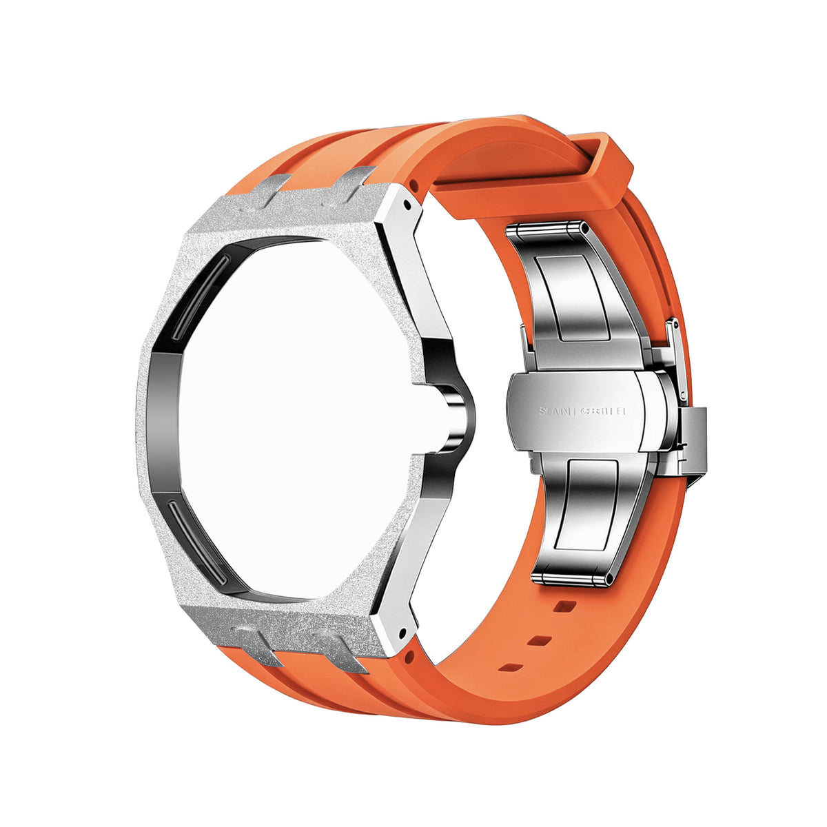 Straps Acero Inoxidable Naranja + Logo AP en hebilla