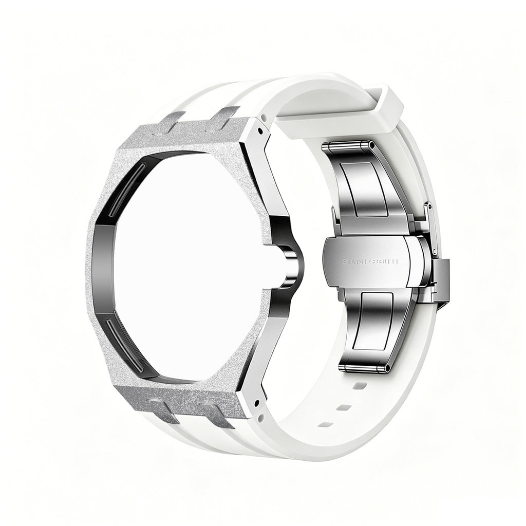 Straps Acero Inoxidable Blanco + Logo AP en hebilla
