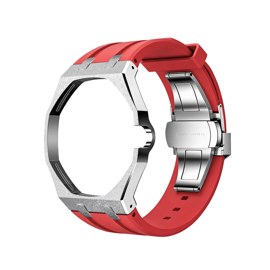Straps Acero Inoxidable Rojo + Logo AP en hebilla