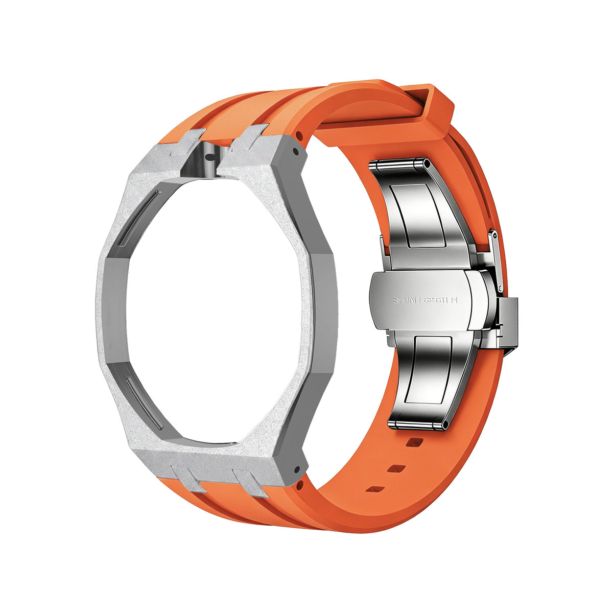 Straps Acero Inoxidable Naranja + Logo AP en hebilla
