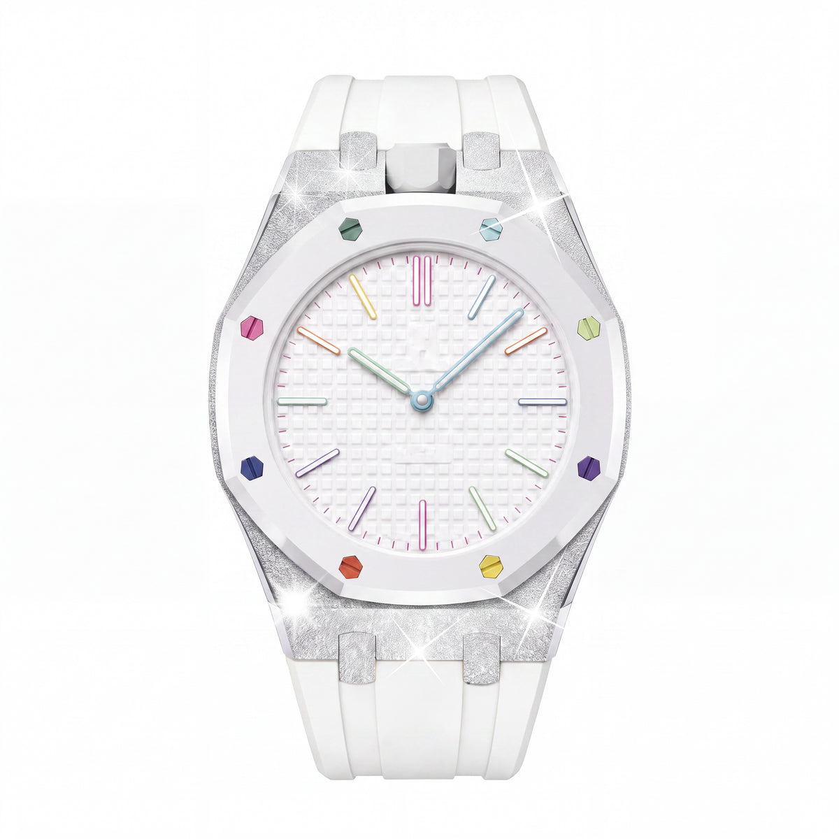 Straps Acero Inoxidable Blanco + Logo AP en hebilla