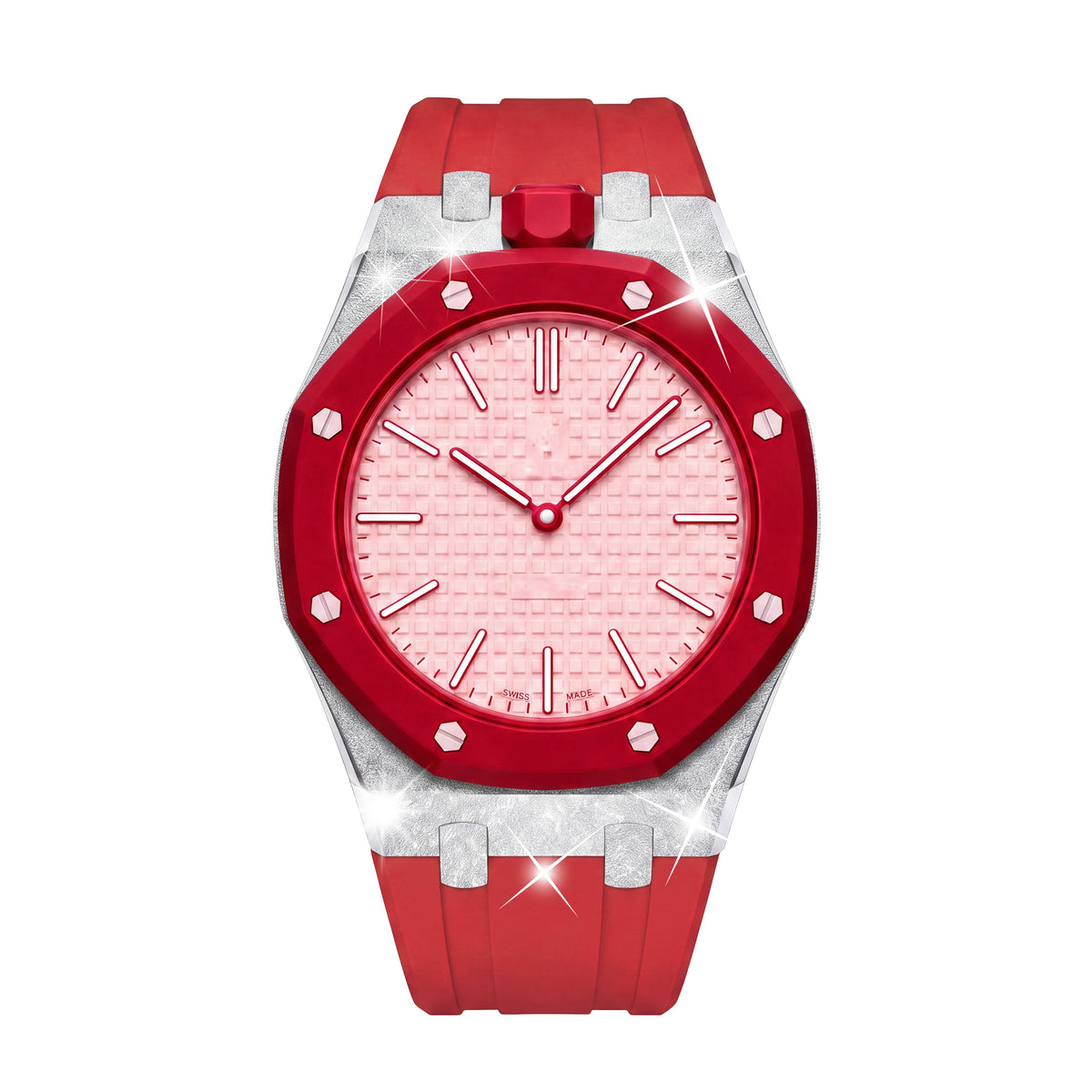 Straps Acero Inoxidable Rojo + Logo AP en hebilla