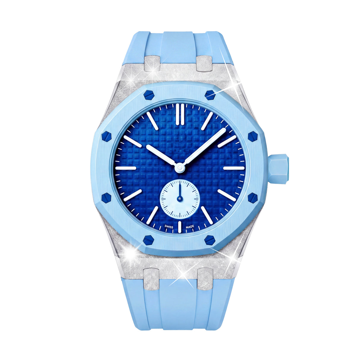 Straps Acero Inoxidable Azul Claro + Logo AP en hebilla