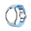 Straps Acero Inoxidable Azul Claro + Logo AP en hebilla