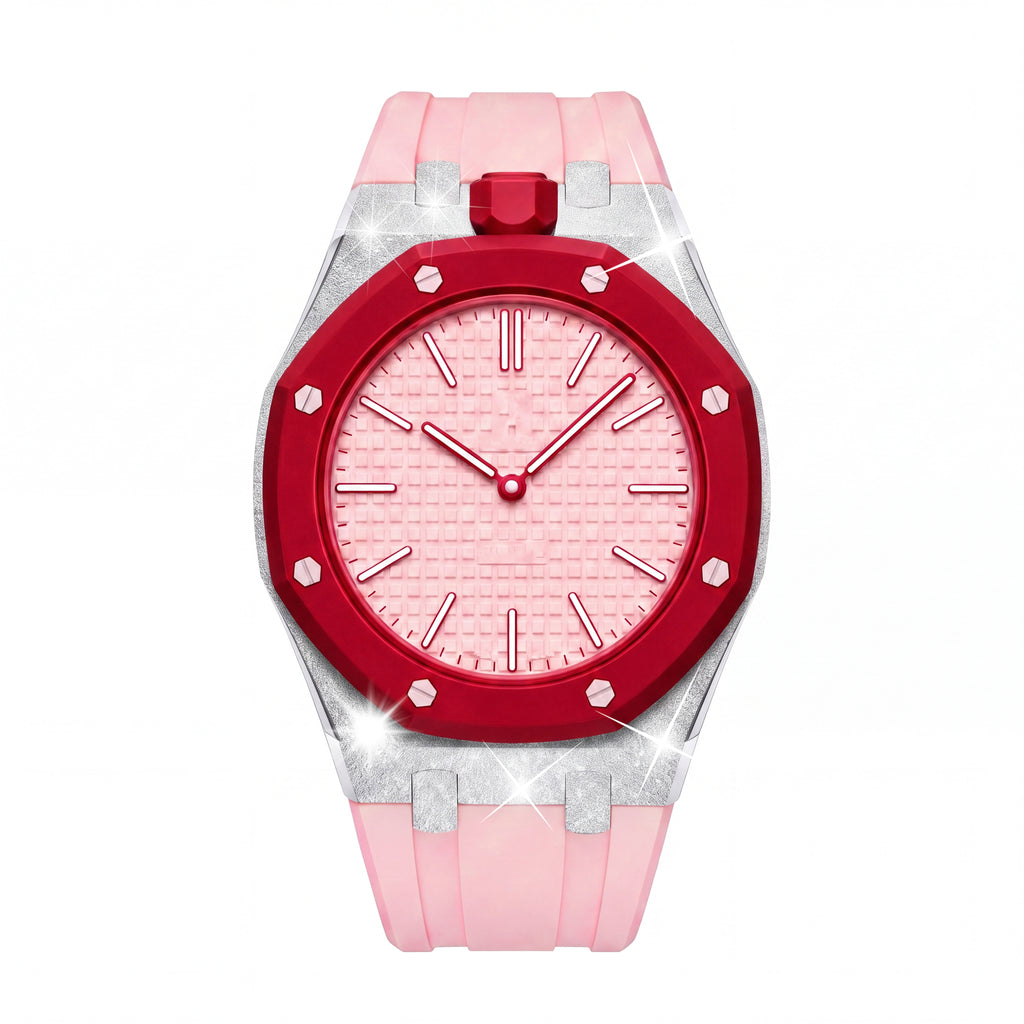 Straps Acero Inoxidable Rosa + Logo AP en hebilla