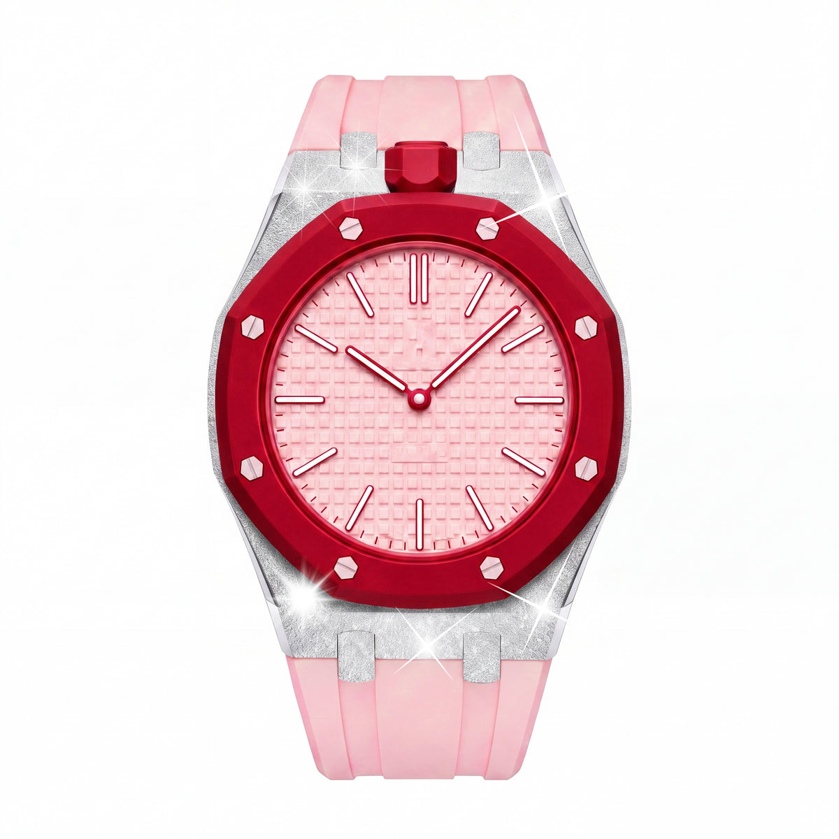Straps Acero Inoxidable Rosa + Logo AP en hebilla