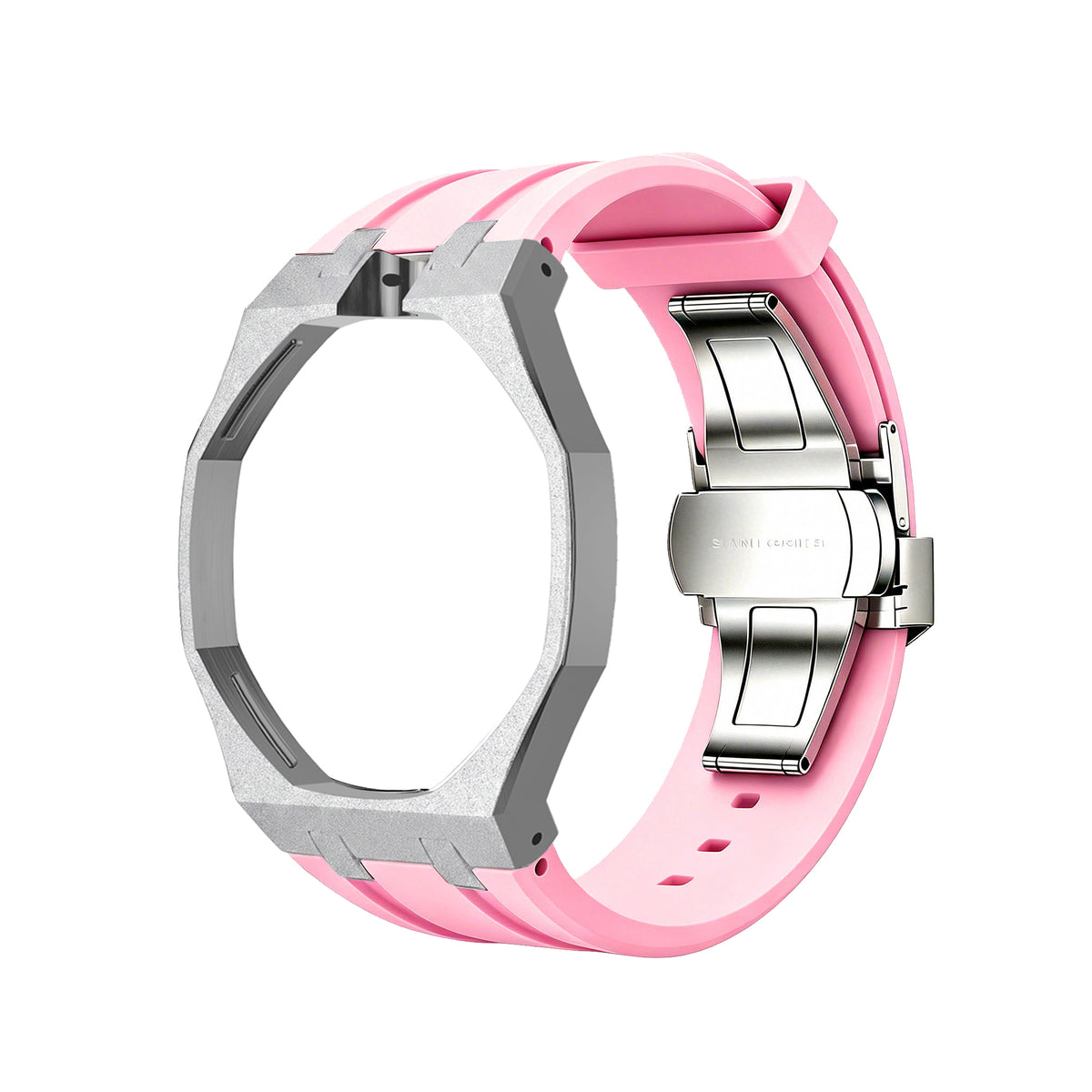 Straps Acero Inoxidable Rosa + Logo AP en hebilla