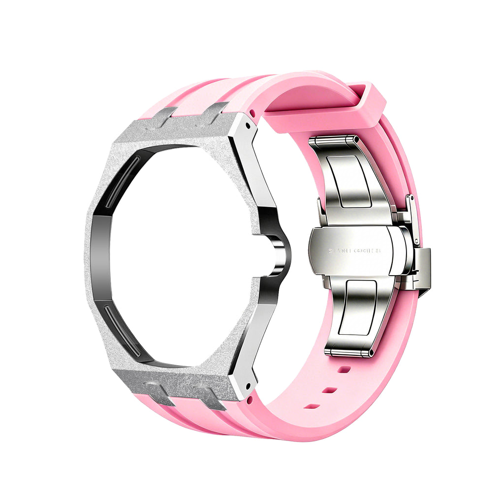 Straps Acero Inoxidable Rosa + Logo AP en hebilla